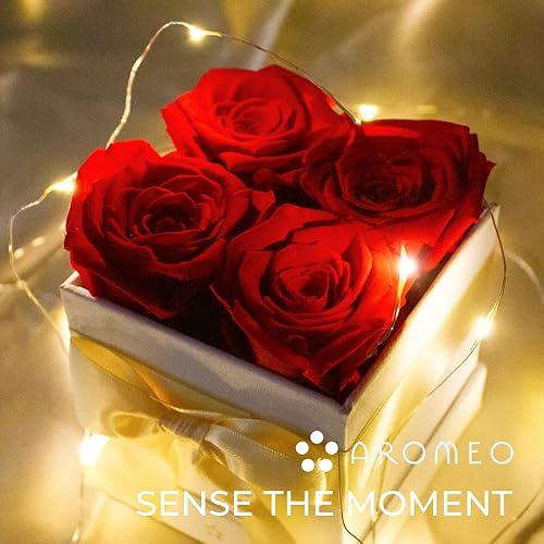 Miniatura 8 de AROMEO Caja de regalo de velas perfumadas de rosas rojas y mecha de madera, flores frescas preservadas para entrega, velas perfumadas crujientes,