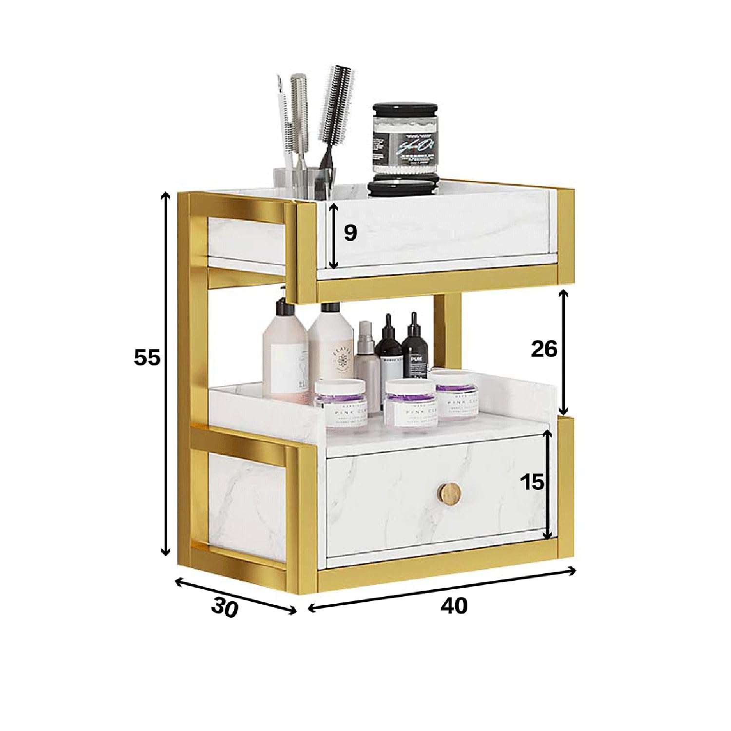 Naścienna stacja salonowa z szufladą do przechowywania – szafka fryzjerska do cięcia i stylizacji – idealna do instalacji Beauty Spa i profesjonalnego wyposażenia salonu