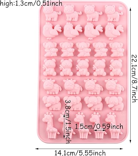 Miniatura 2 de Molde de goma animal de silicona para dulces, pollo, tigre, koala, panda, vaca, elefante, jirafa, gomosa