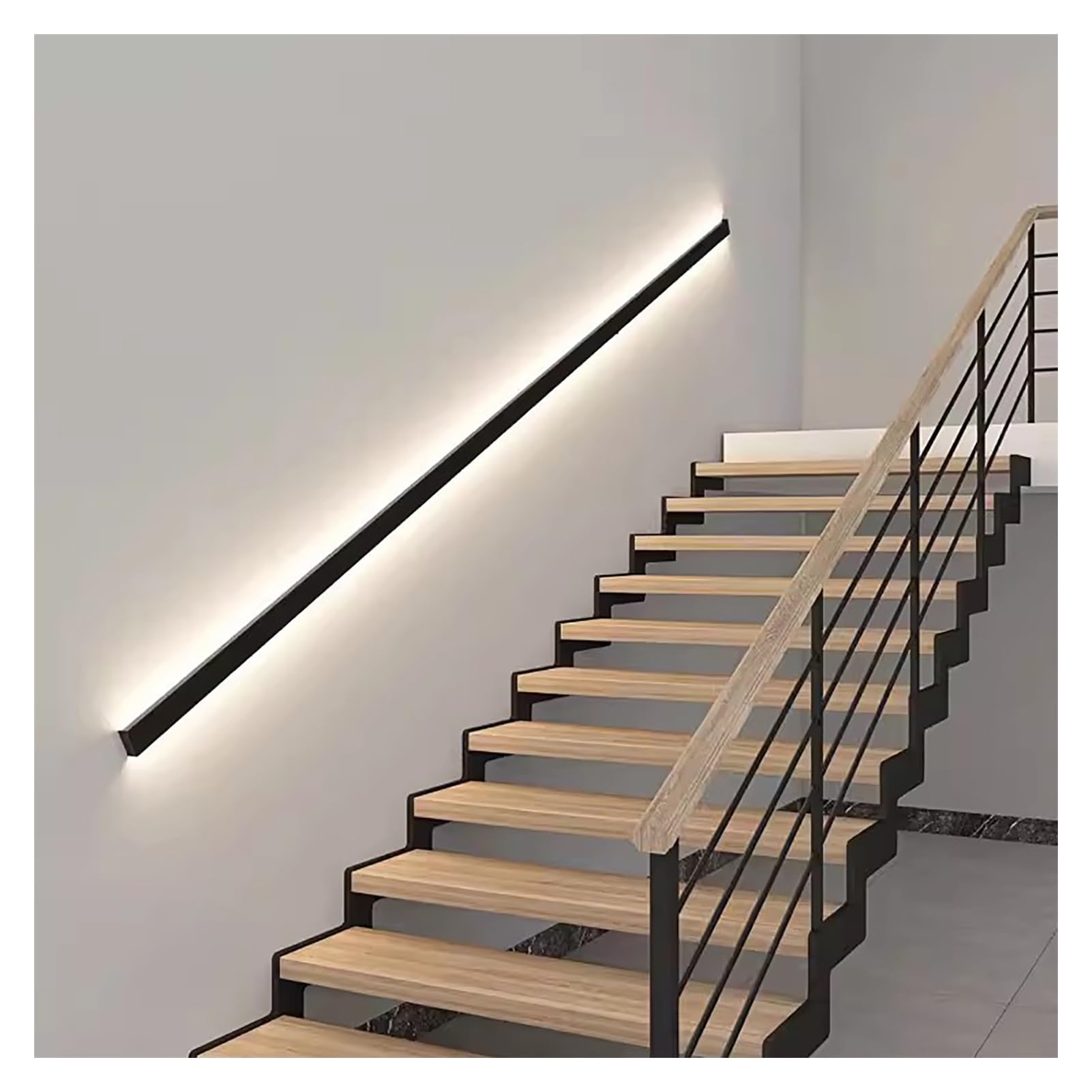 SXWNBIFH Stair handrail lights Aluminum Wall Light Handrail Lights,LED Staircase Handrails for Indoor Stairs,Wall Lamp Sensor Lighted for Villa Aisle Corridor Wall (Color : White Light, Size : 150cm/