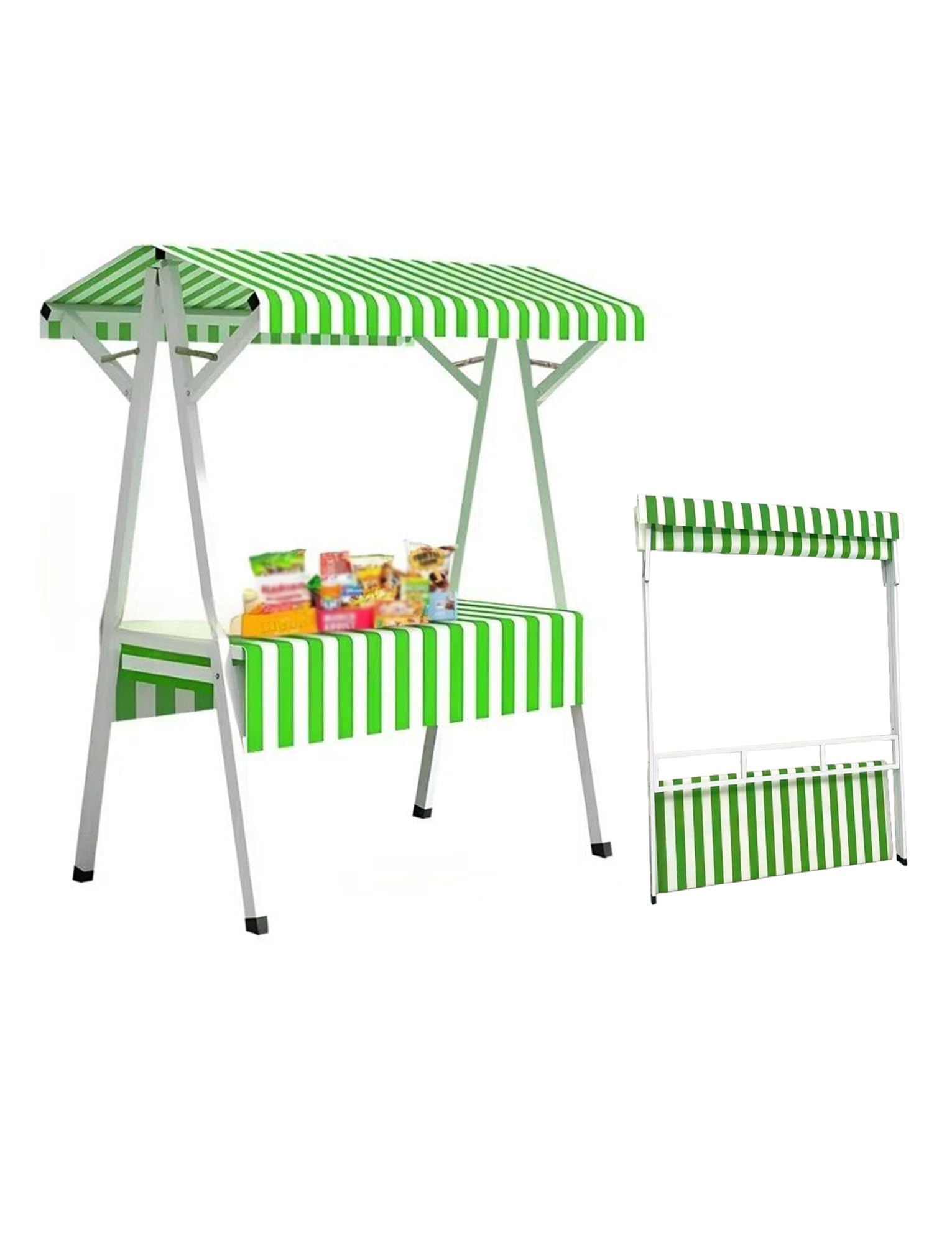 Puesto de Mercado agrícola, Puesto de Venta Ambulante, Carrito móvil de Comida callejera, Carrito de 4 Ruedas con toldo (130 x 60 x 200 cm)