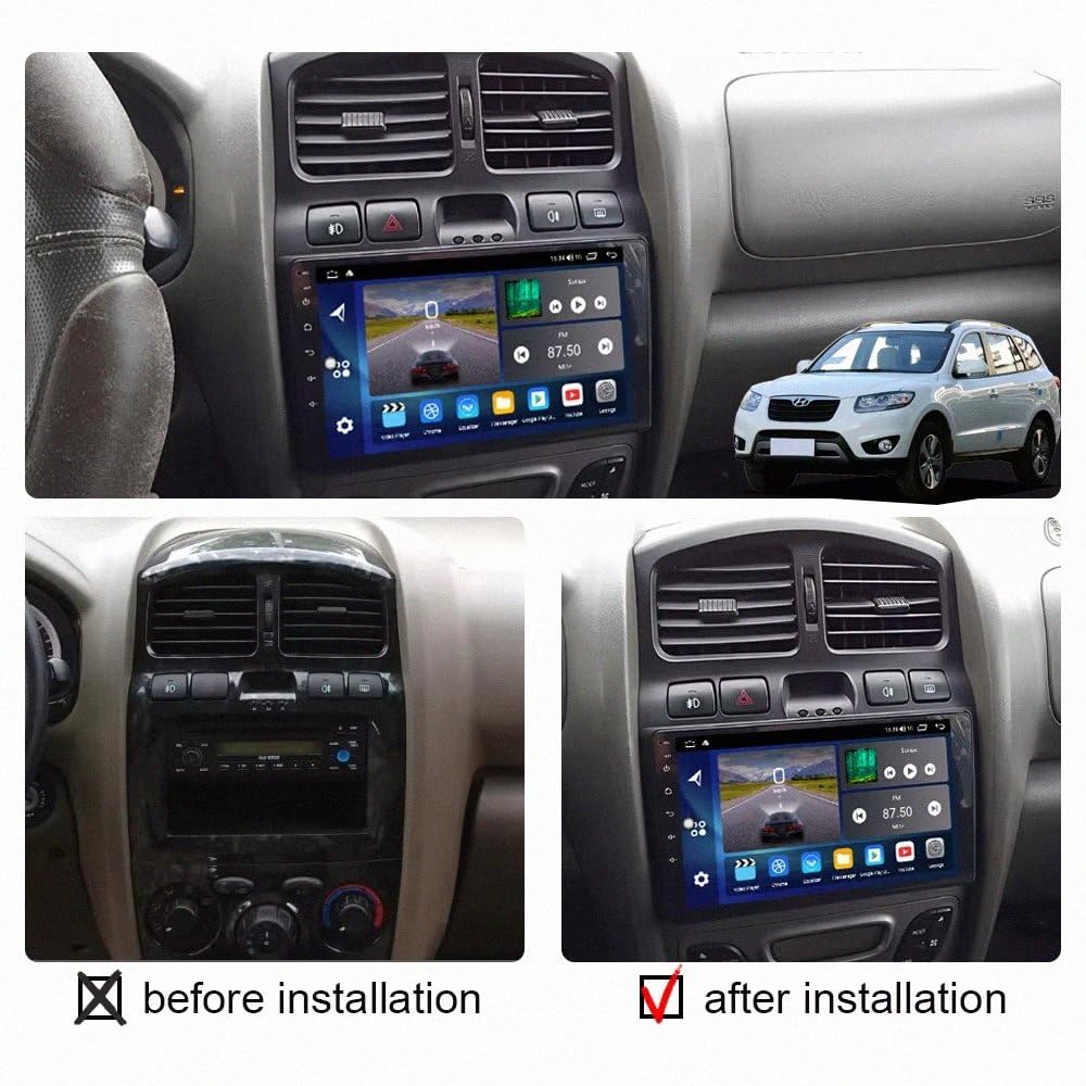 Autoradio 2 Din Bluetooth per Hyundai Classic Santa Fe 2005-2015 Bluetooth, Ips Touchscreen Radio con Siri/Vocale/Gps Navigazione/Musica Online/Mirror Link, 4 Nucleo 1G+32G