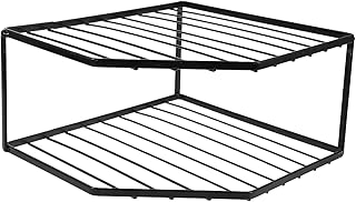 OUNONA Estante de Esquina: Organizador de encimera de Cocina - Estante para ollas y sartenes - de Esquina de Metal de Doble Capa para encimera, Color Negro