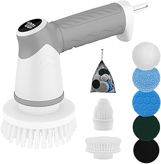 Elektrische Reinigungsbürste, handlich Spin schrubber aufladbar felgenbürste mit 5 Bürstenköpfe Fliesen Reinigungsgerät Schrubben Bürste wasserdicht für Bad Kitchen Boden Ecken Fenster und Auto
