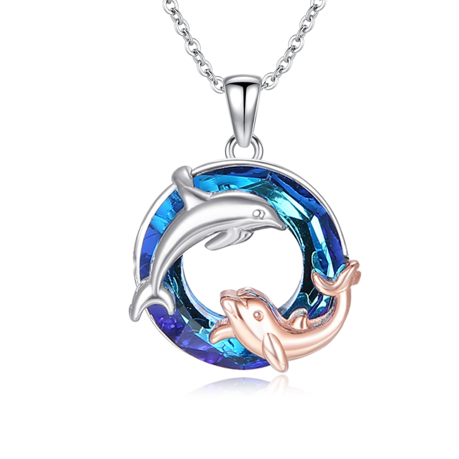 Cuoka Collana con delfino in argento Sterling 925 Ocean Amicizia Bff collana animale pesce gioielli festa della mamma regali per le donne ciondolo