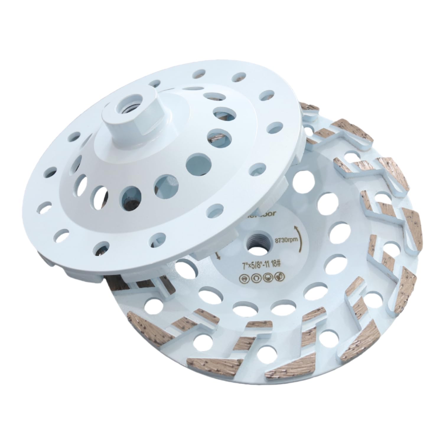 Rueda de molienda de diamante de 7 pulgadas para hormigón y mampostería, rueda de amoladora resistente de segmento Z de alto rendimiento para eliminación de piezas finas, rosca de 5/8 a 11