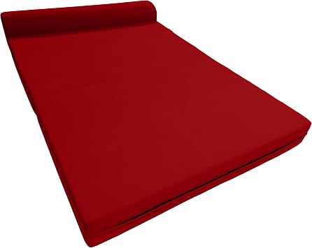 D&D Futon Furniture Sleeper Chair Folding Foam Bed, Portable Studio Guest Sofa Beds 6 x 48 x 72 Red