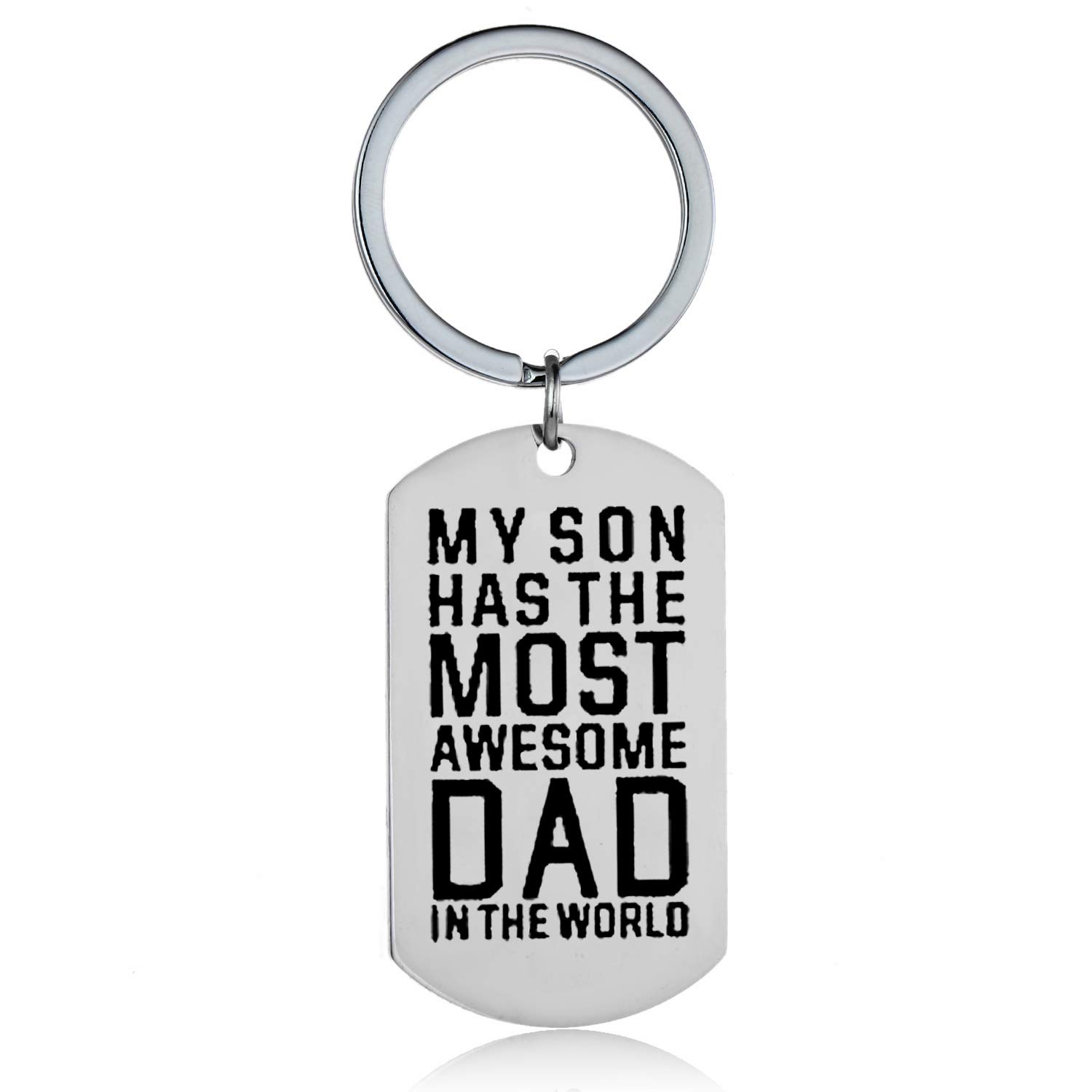 Dad Gifts from Son My Son Has The Most Awesome Dad in The World Keychain Gifts for Husband from Son