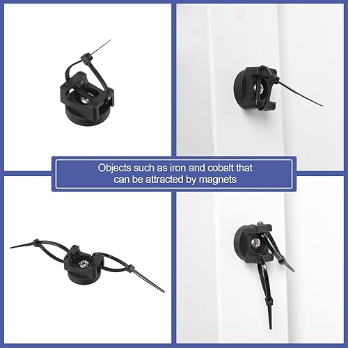 Miniatura 6 de Yookeer Soporte magnético para cables multiusos, bases magnéticas de gestión de cables con cremallera resistente, montaje de bridas de nailon en