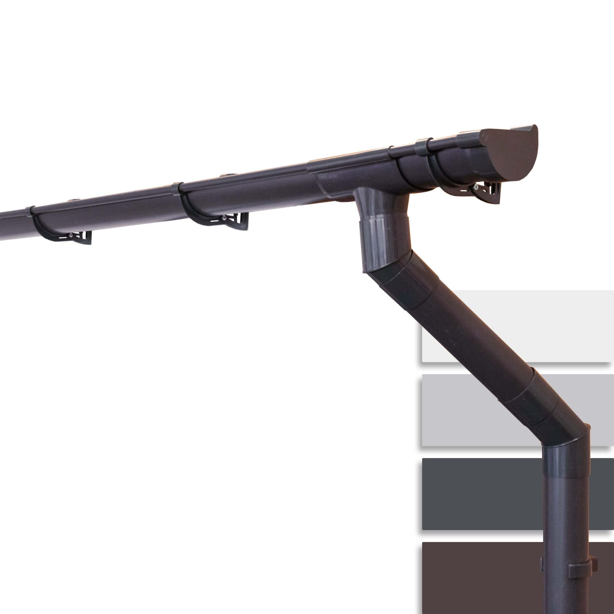 INEFA guttering kit NW100 100mm PVC Half-Round – 8m Dark Brown Gutter for 1 roof Side – rainwater guttering for shed carport