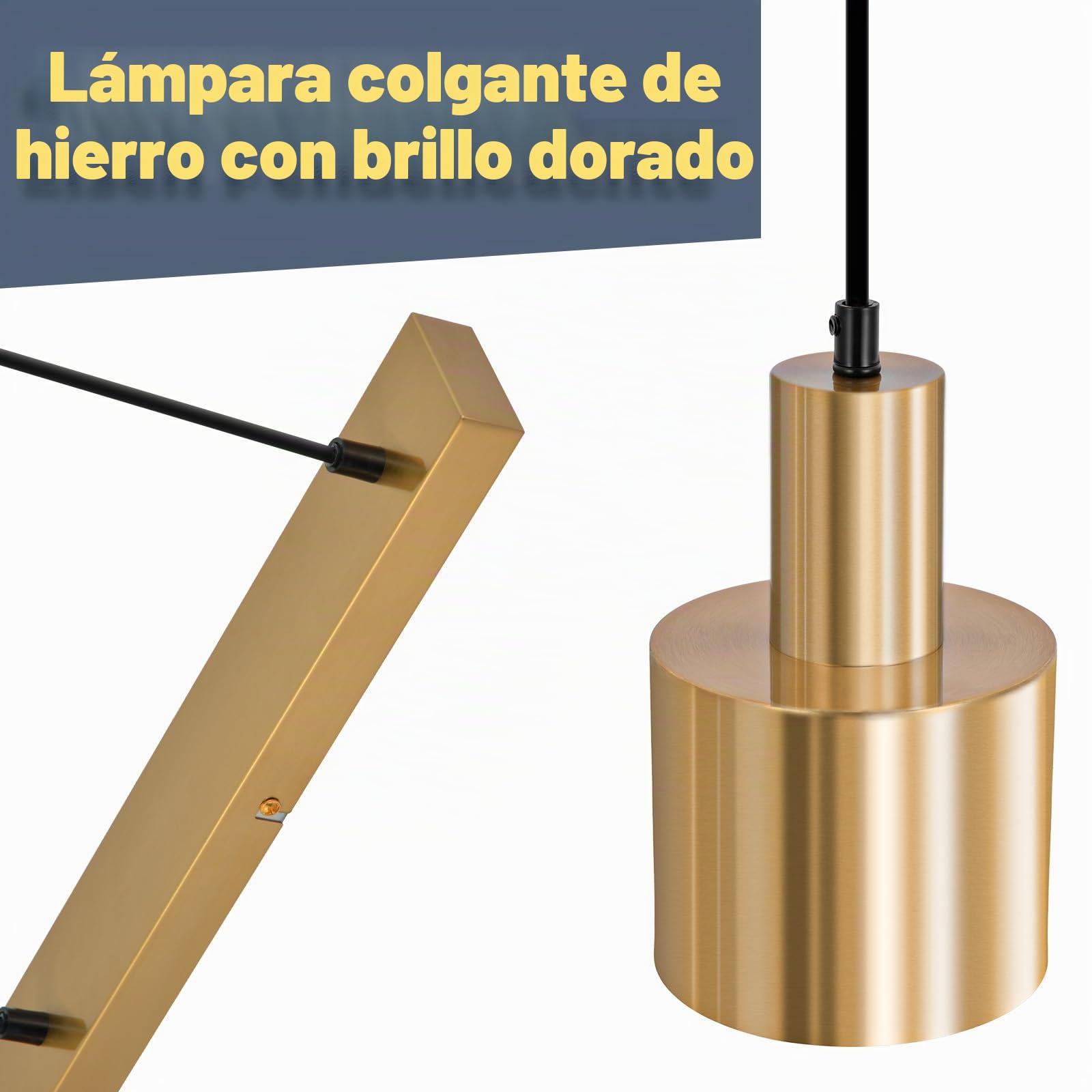 Lámpara Colgante Moderna Dorada de Metal, E27 de 3 Luces, para | Comedor, Salón e Isla de Cocina
