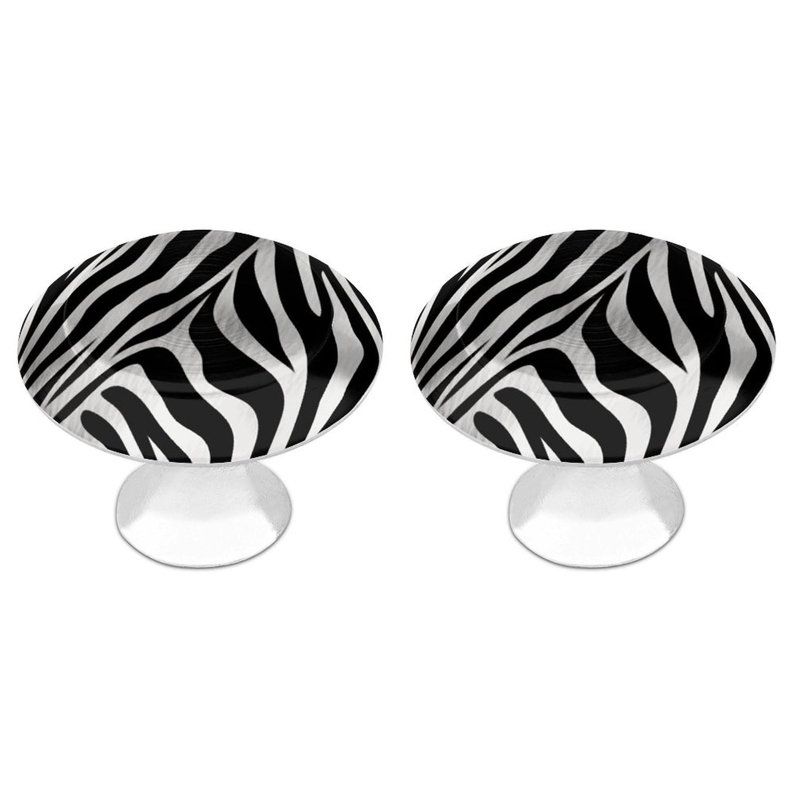 FekiLoot Zebra Print Cabinet Knobs Simple Drawer Handles Aluminum Alloy Kitchen Pulls Round Cabinet Door Knobs with Screw Door Hardware for Dresser Cabinets 2 Pack