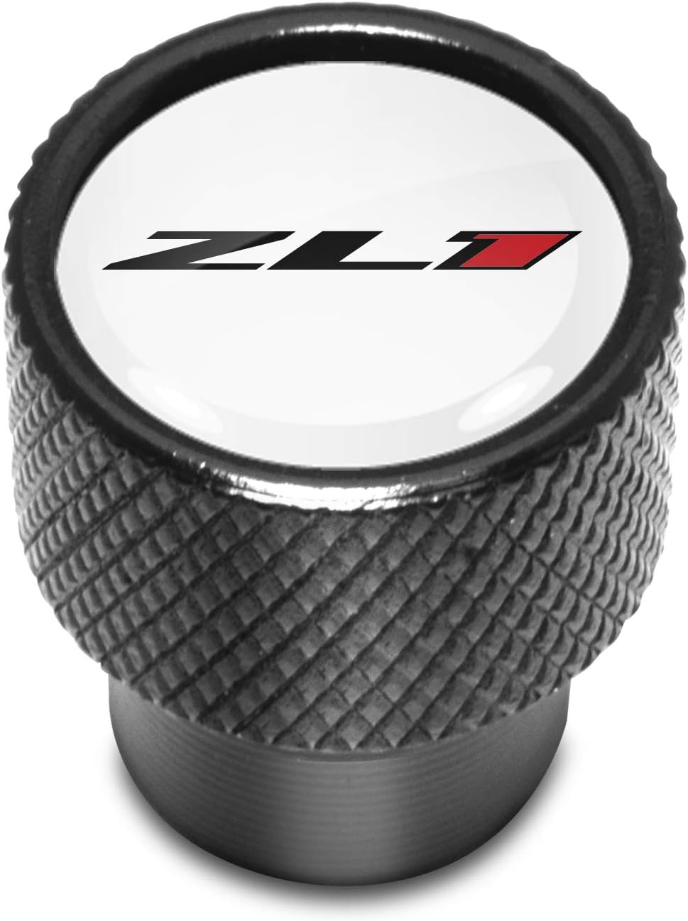 iPick Image for Chevrolet Camaro ZL1 Logo in White on Black Easy-Grip Premium Aluminum Tire Valve Stem Caps - Official Licensed