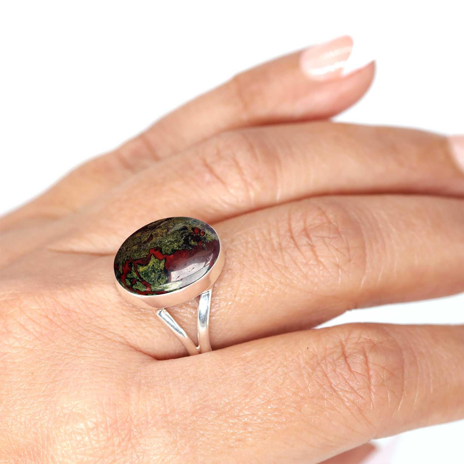 Handmade Genuine 925 Sterling Silver Ring Chunky Natural Gemstone Agate, Rose Quartz, Lapis, Amber Oval Boho Jewelry For Women - Image 2