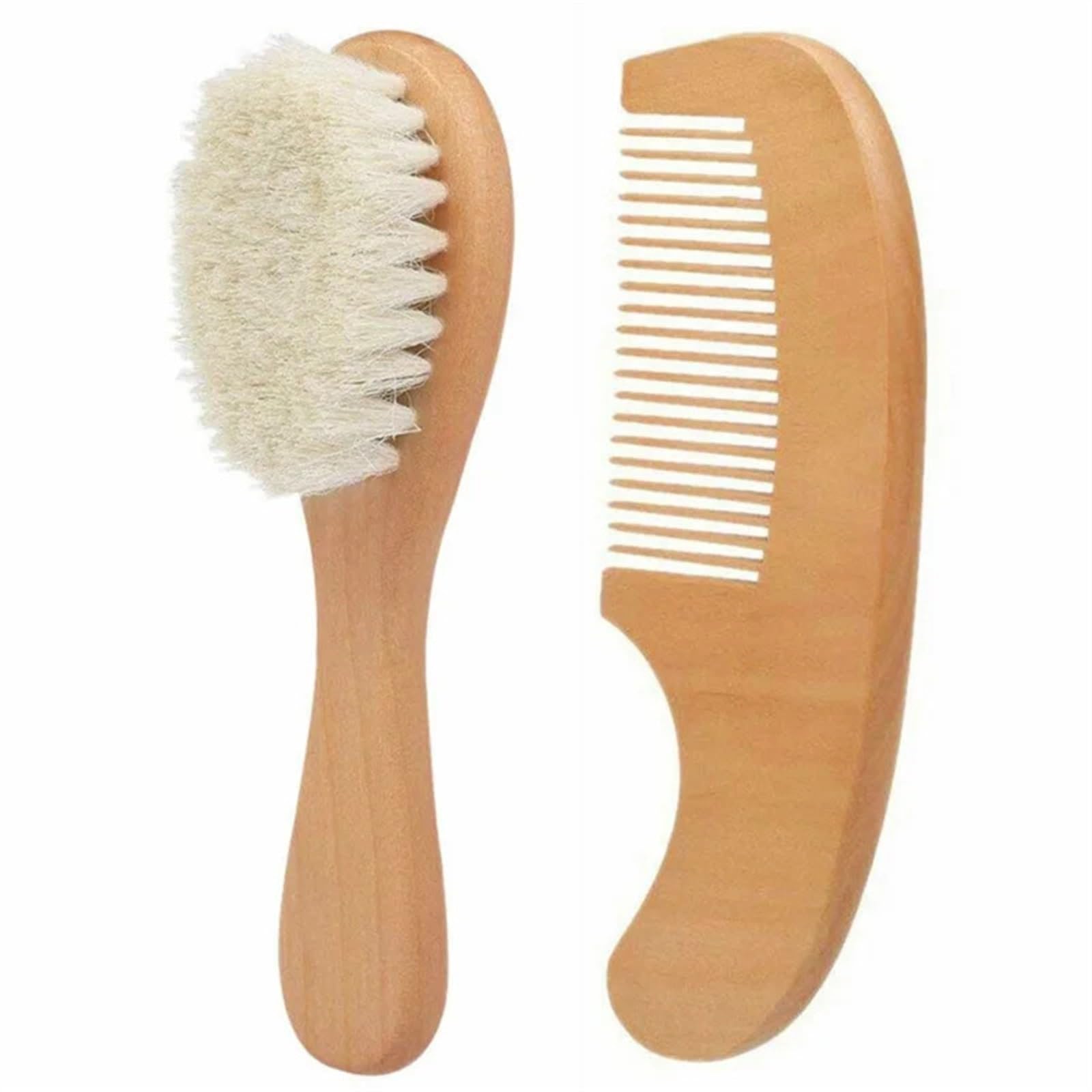 Pettine for spazzola in legno for neonato in lana naturale for neonato Spazzola for capelli for neonato Massaggiatore for testa for neonato Pettine for capelli portatile Pettine for capelli da bagno