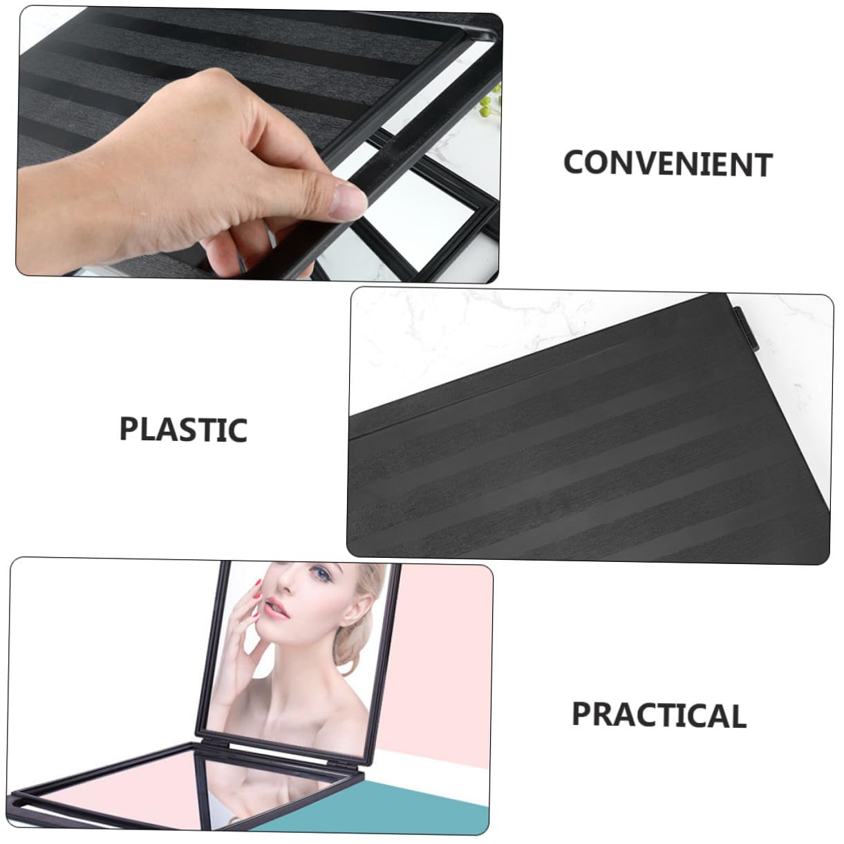 Espejo de Doble Cara Maquillaje Grande Plegable Profesional 1 Unidad con Asa Portátil para Mujeres Uso Peluquería y Viaje