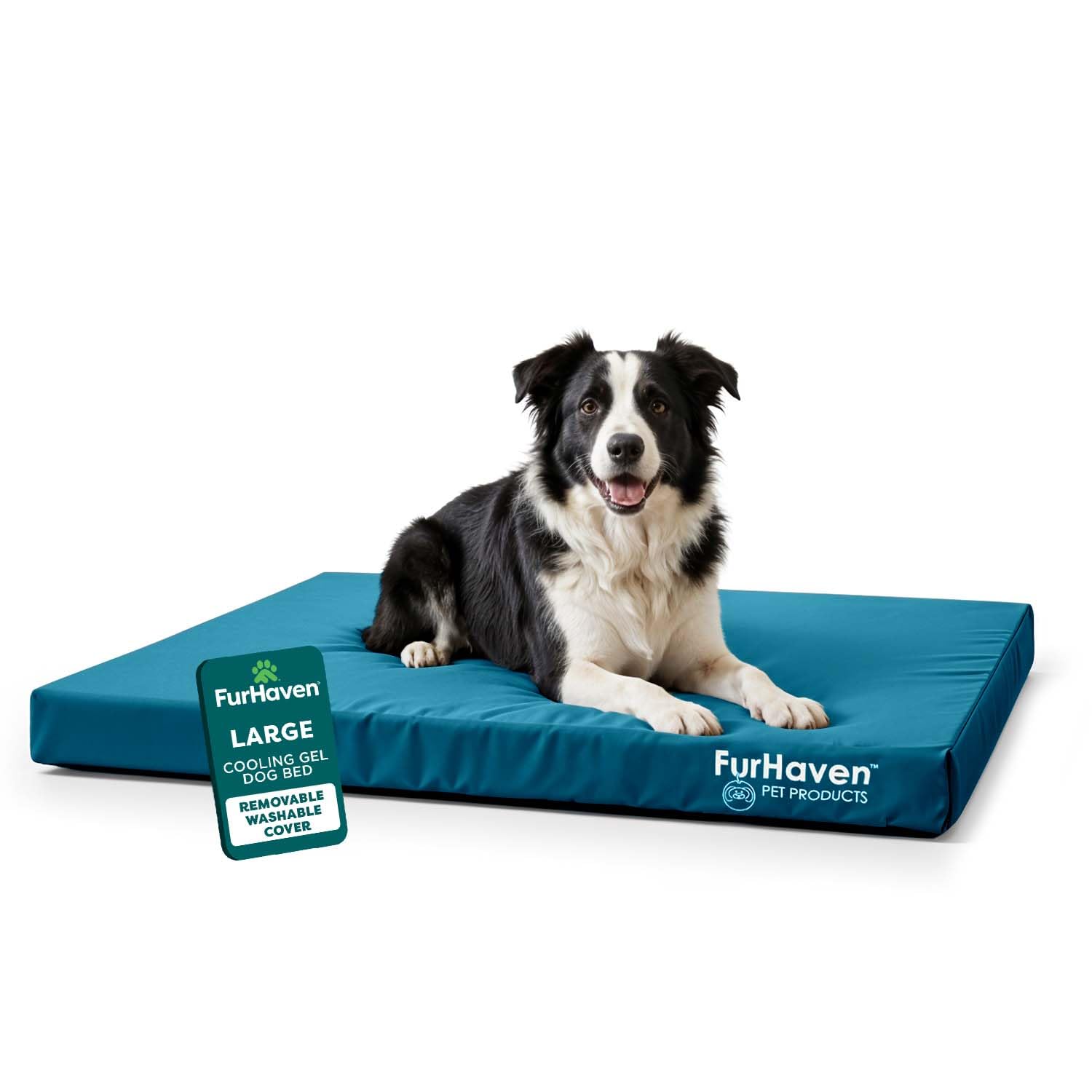 Water-Resistant Orthopedic Dog Bed for Large Dogs, Oxford Polycanvas Mattress with Orthopedic Solid Slab Foam for Joint Support, Removable Washable Cover, Large, Deep Lagoon
