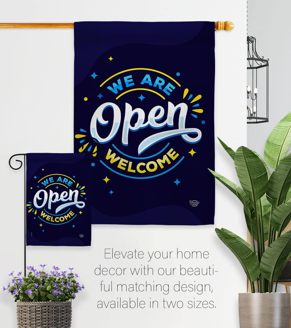 We are Open House Flag Set Novelty Merchant Sale Store Retail Business Advertisement Promotion Decoration Banner Small Garden Yard Gift Double-Sided, Made in USA