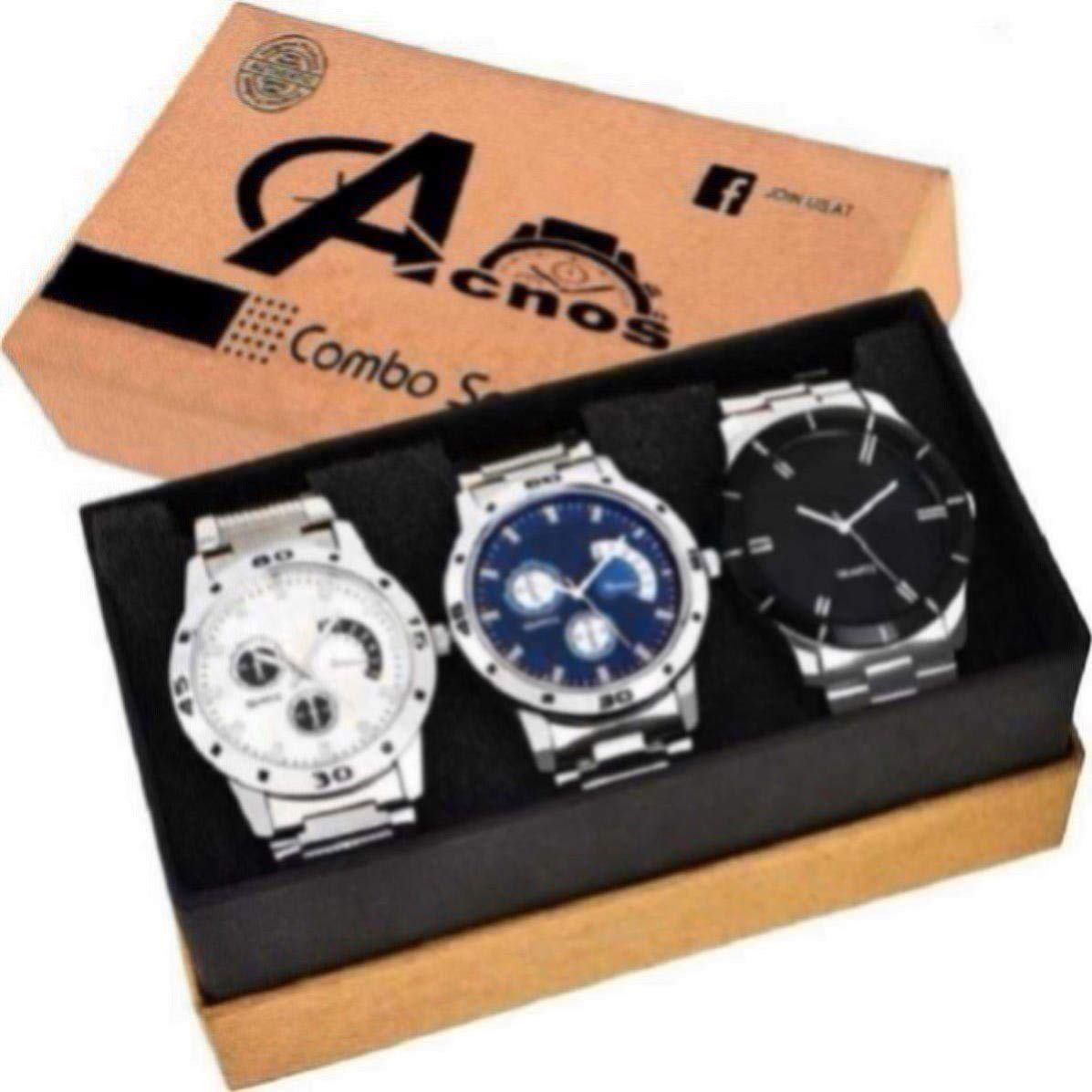 Acnos® Premium Special Super Quality Analog Watches Combo Look Like Handsome for Boys and Mens Pack of - 3(STLKON-BLK-Blue-SILVR) (B07L3YQGL2) Amazon Price History, Amazon Price Tracker