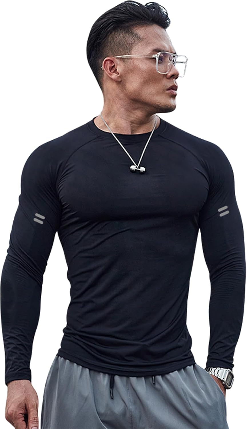 Men's Sun Protection Shirts Long Sleeve Swim Shirt Soft Stretch Sports T-Shirt Dry Fit Athletic Running Workout Shirts - Image 5