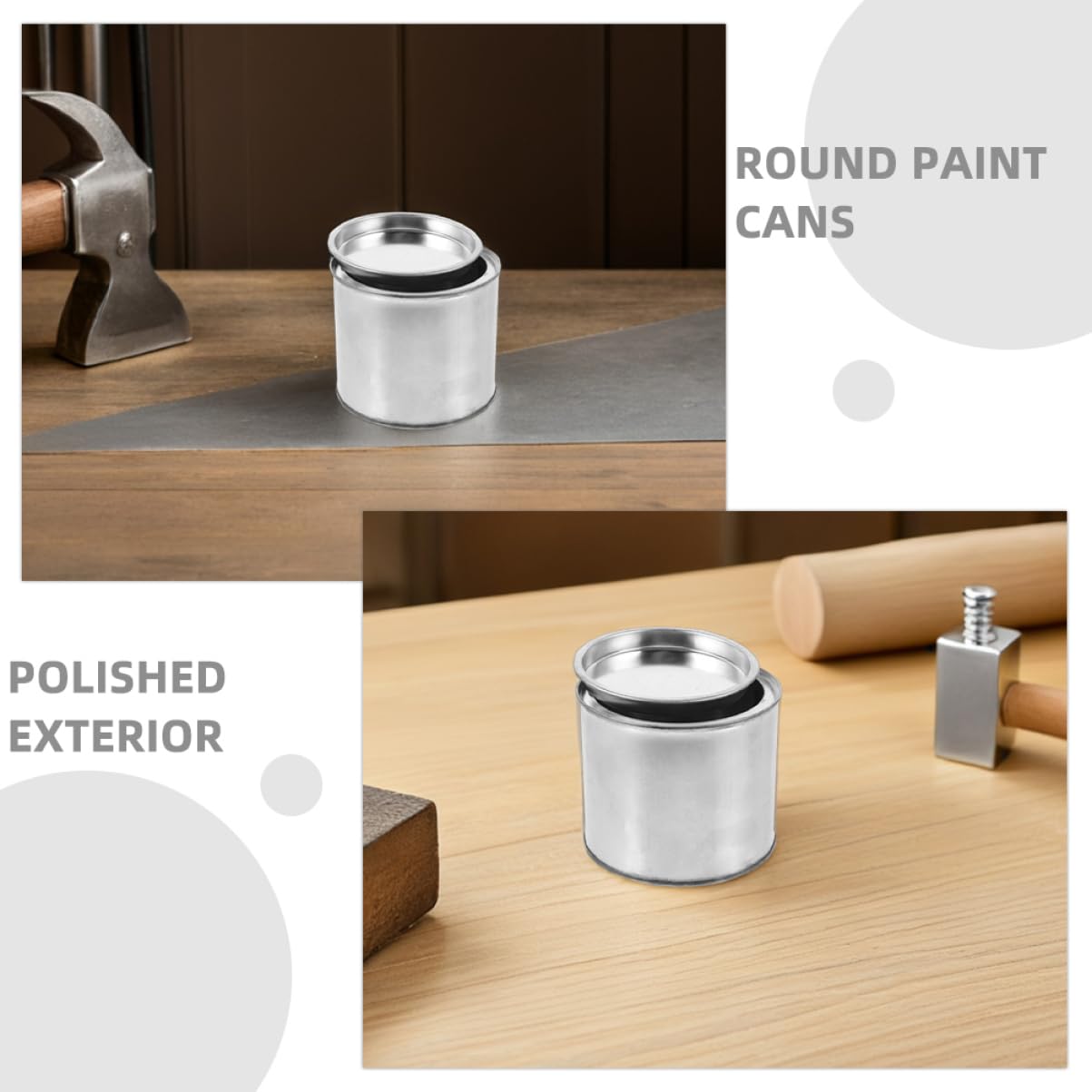 Angoily 4 unidades de latas de pintura vacías con tapa 05 L de metal multiusos contenedor de almacenamiento para restos de color pequeño cubo para manualidades, proyectos de bricolaje pintura