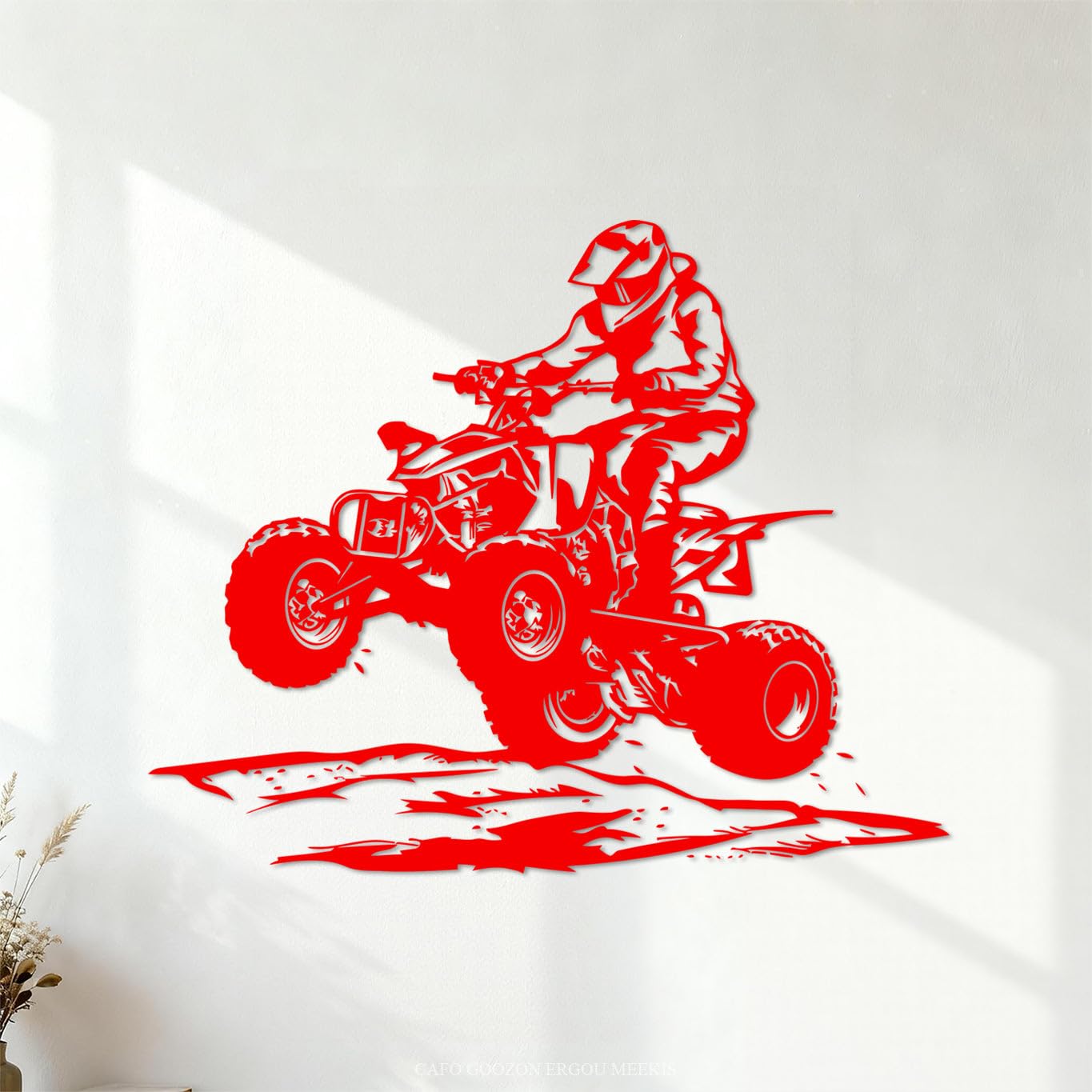 Quad Bike ATV Racing Extreme Man Sports Wall Decals PVC 68x83.4cm Window Decals Red