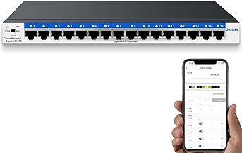 Managed Network Switches 16 Port Gigabit Ethernet LAN Switch, Cloud Management Plug-and-Play, Metal Housing, Quiet Operation