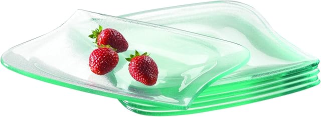 MÄSER, La Musica Series, Curved Glass Dessert Plate, Set of 6 Flat Plates à 20 cm