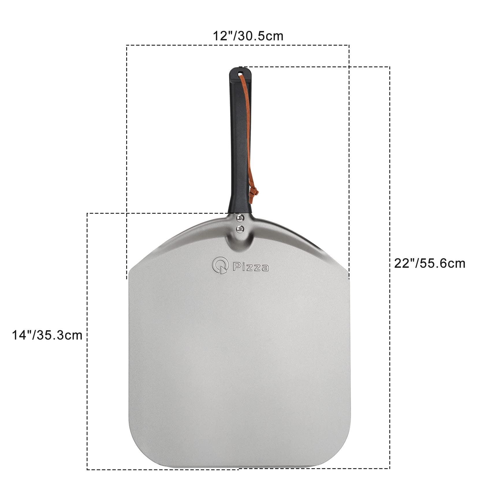 Pala giratoria de aluminio para pizza de metal de 12 pulgadas para horno de parrilla, espátula de pizza para hornear pan, masa, pastel y pasteles, accesorio de pizza PT200