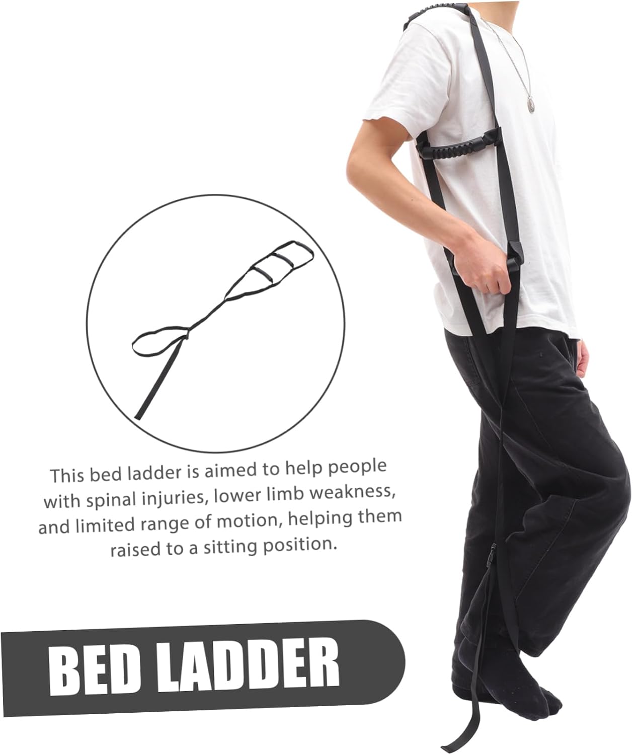 Adjustable Bed Ladder Assist Strap for Seniors and Disabled Premium Webbing Easy to Install Adjustable for and Support