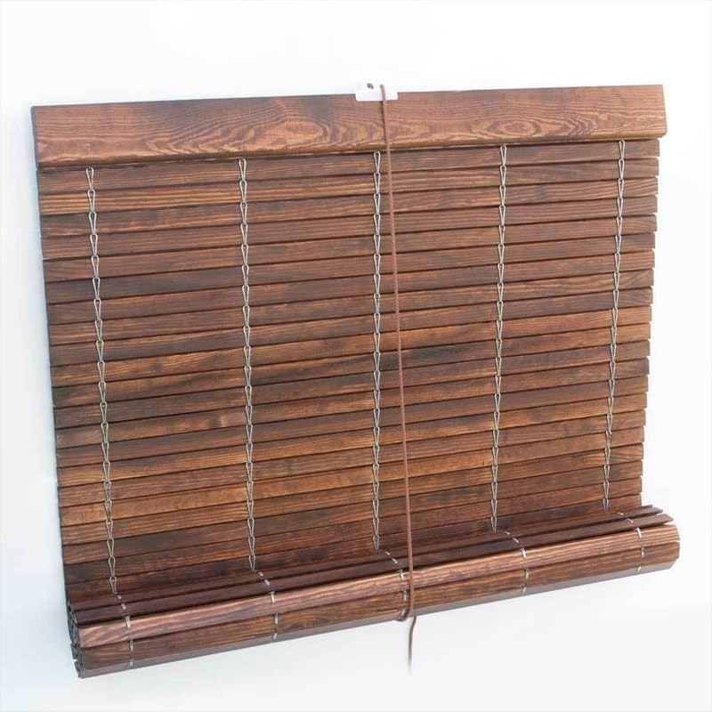 Persiana Alicantina Enrollable A Medida de Madera Nogal Barnizado | Freno y Polea Metálicos | PERTONI TENDE (Ancho 70cm x 80cm Largo)