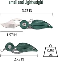 Vista 5 de Navaja de bolsillo pequeña para mujeres y hombres, hoja de acero inoxidable de 1 pulgada, mango de aluminio verde, mini cortador plegable compacto