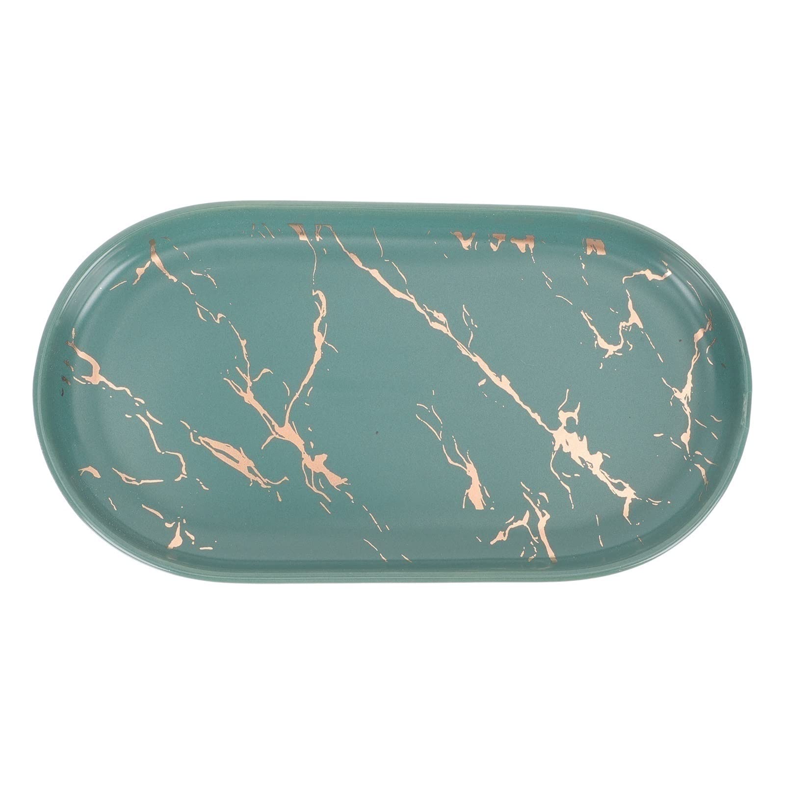 JINGYAN Breakfast Trays Tray Bathroom Marble Ceramic Plate Jewelry Storage Dish Serving Accessories Vanity Holder Soap Ring Desktop Dresser Makeup Fruit(1)
