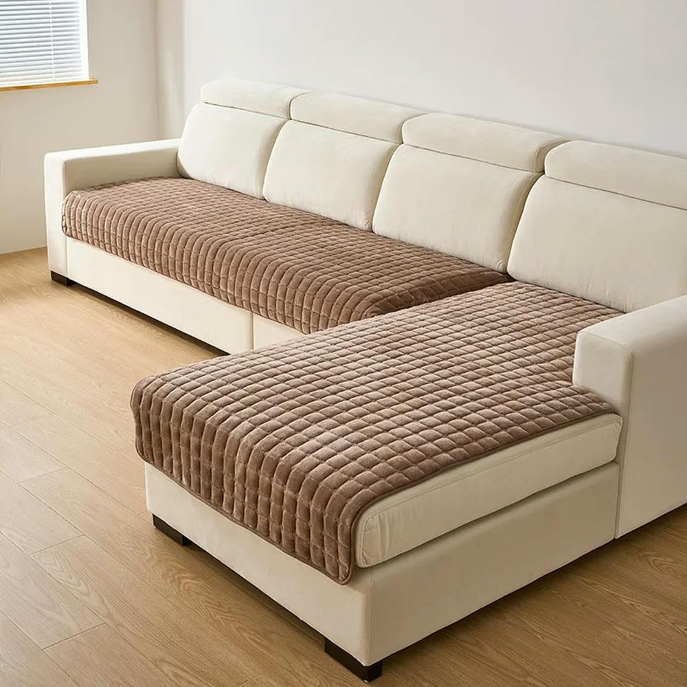 VIXDA Plush plaid sofa cushion non-slip four seasons universal living room sofa cover simple thickened velvet cushion towel