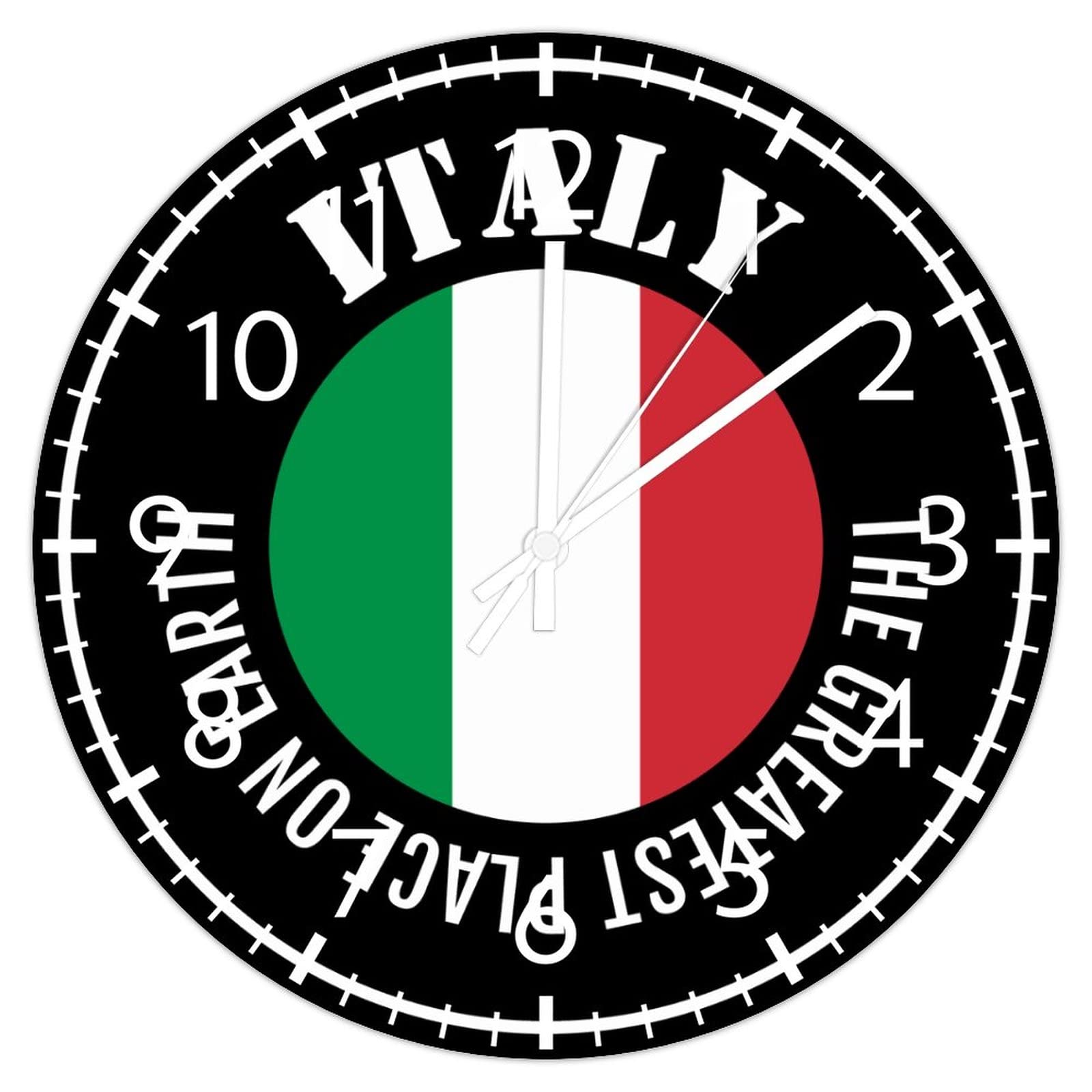 Horloge murale PVC drapeau italien décoration murale salon bureau 30cm