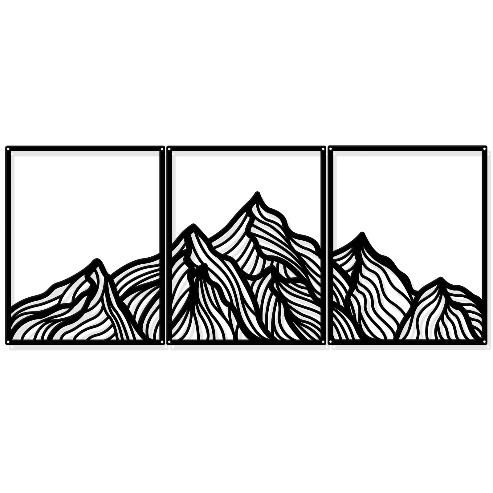 NBEADS 3 Pcs Mountains Metal Wall Decor, 9.8x7.8 Black Line Drawing Wall Art Abstract Minimalist Wall Decor Silhouette Wall Art for Home Bedroom Living Room Bathroom Office Wall Decoration