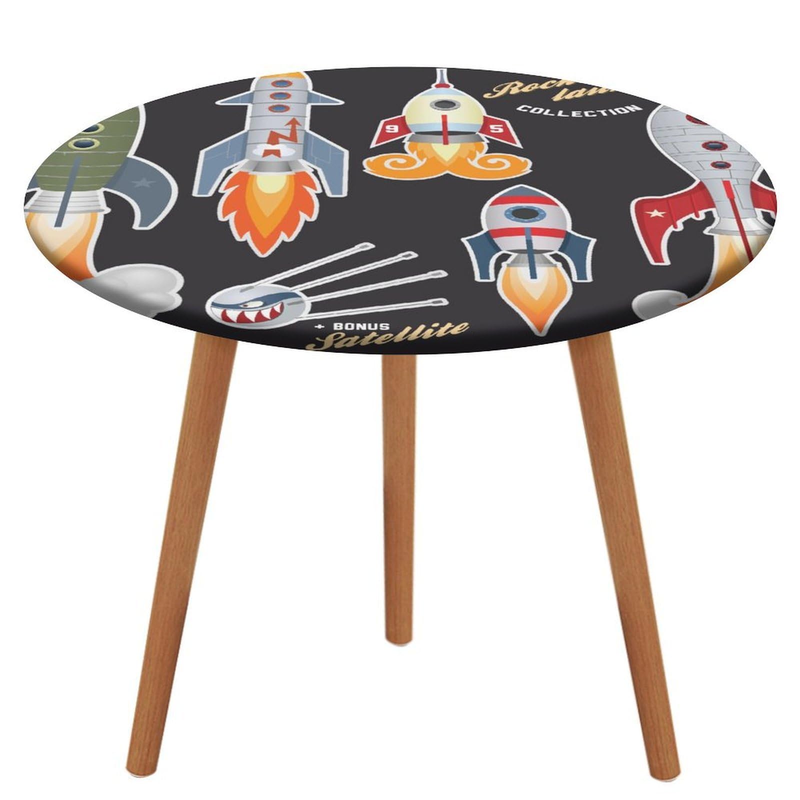Rocket Round Tablecloth Table Protector Cover For Dinning Room Kitchen Picnic Party