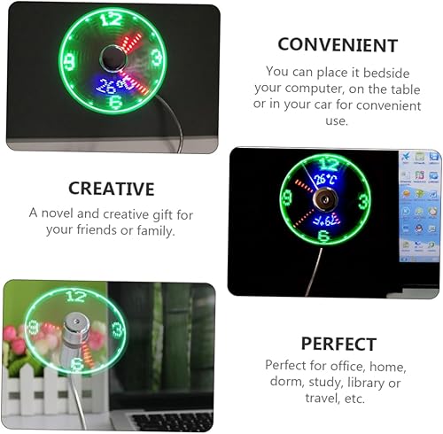 Miniatura 6 de Ventilador luminoso USB con brillo USB, acondicionador personal, reloj silencioso, mini ventilador recargable, ventilador de escritorio pequeño,