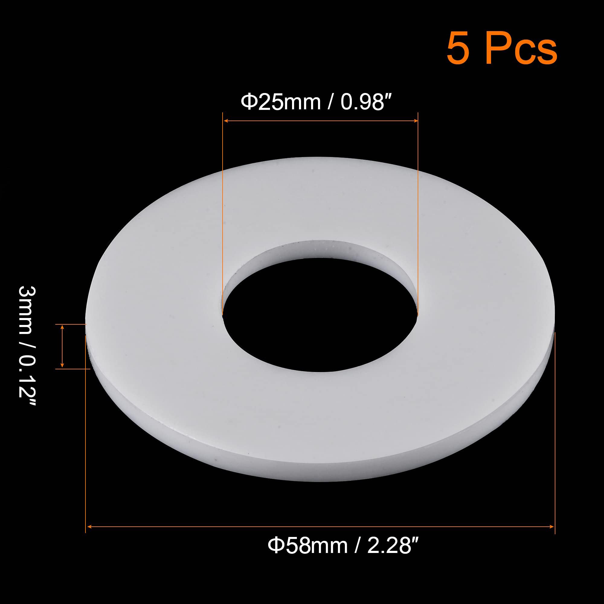 TOP-VIGOR 5Pcs PTFE Flat Washers 58mm OD 25mm ID 3mm Thickness Sealing Gasket Flange Gasket for Faucet Pipe Water Hose White - Image 2
