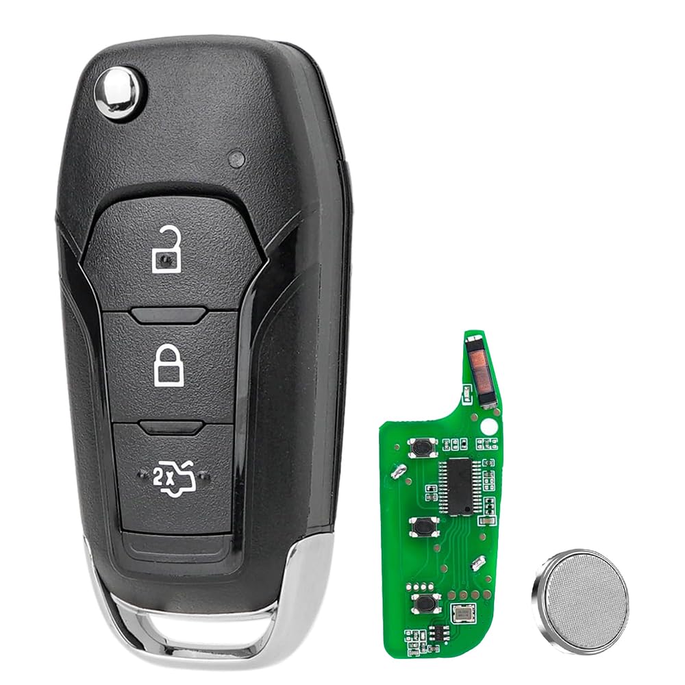 433MHz 3 Button Remote Key for Ford Ranger Fiesta Focus Fusion Mustang - ID47(49Chip) HU101 Blade Compatible with Transit Connect Custom MK8 Ka Tourneo Mondeo Edge