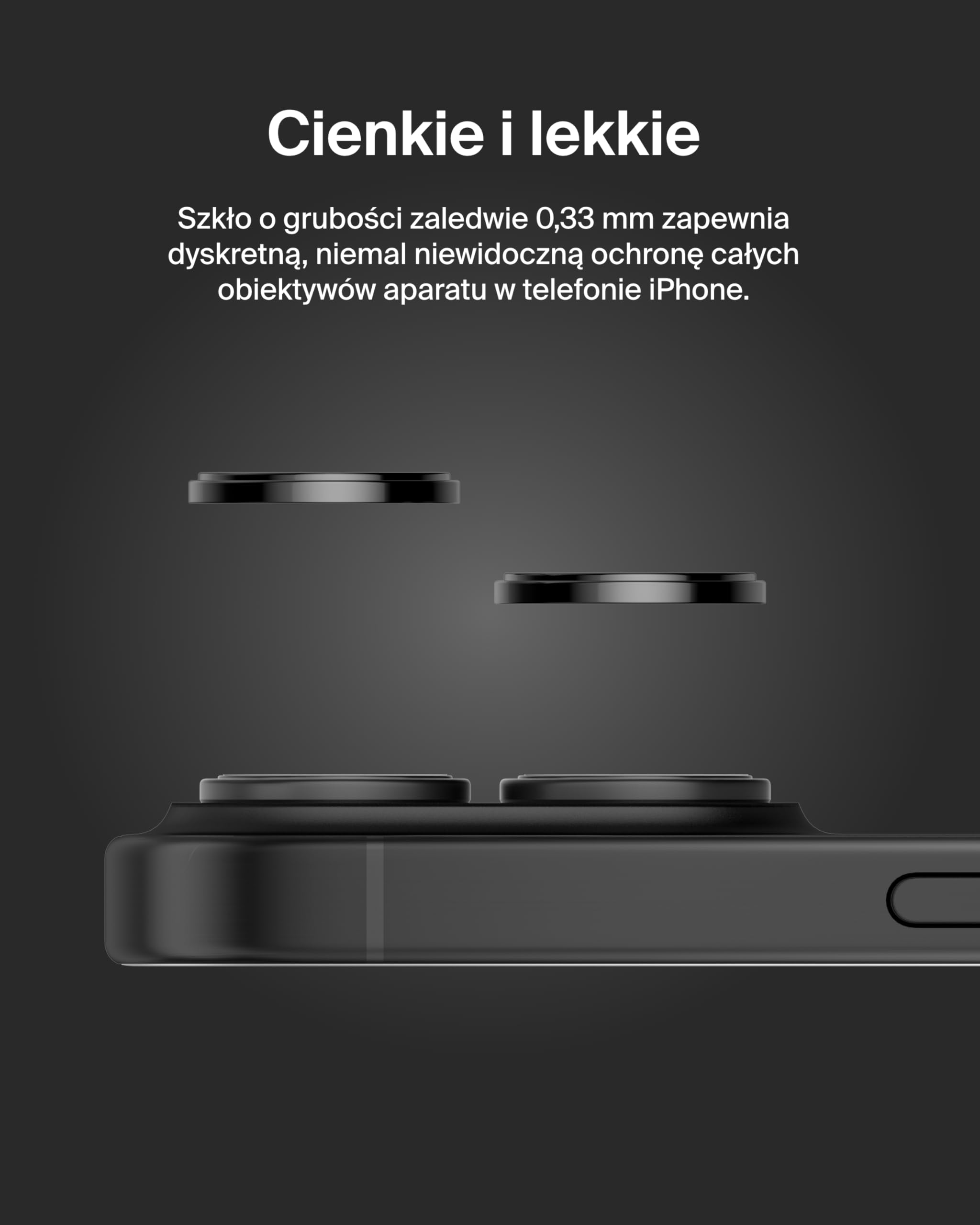 Belkin ScreenForce TemperedGlass Szkło Ochronne na obiektyw aparatu do telefonów Apple iPhone 17, 16 i iPhone 16 Plus – zgodne z etui Szkło Ochronne na obiektyw, akcesoria Apple iPhone (2 szt.)