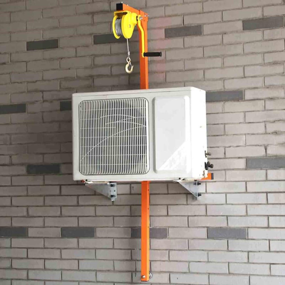 Heavy-Duty Air Conditioner Lifting Tool, 330lbs Capacity Manual Winch Hoist, Durable Orange Design, Easy Installation, Efficient Crane for HVAC Installation, 150kg 10m