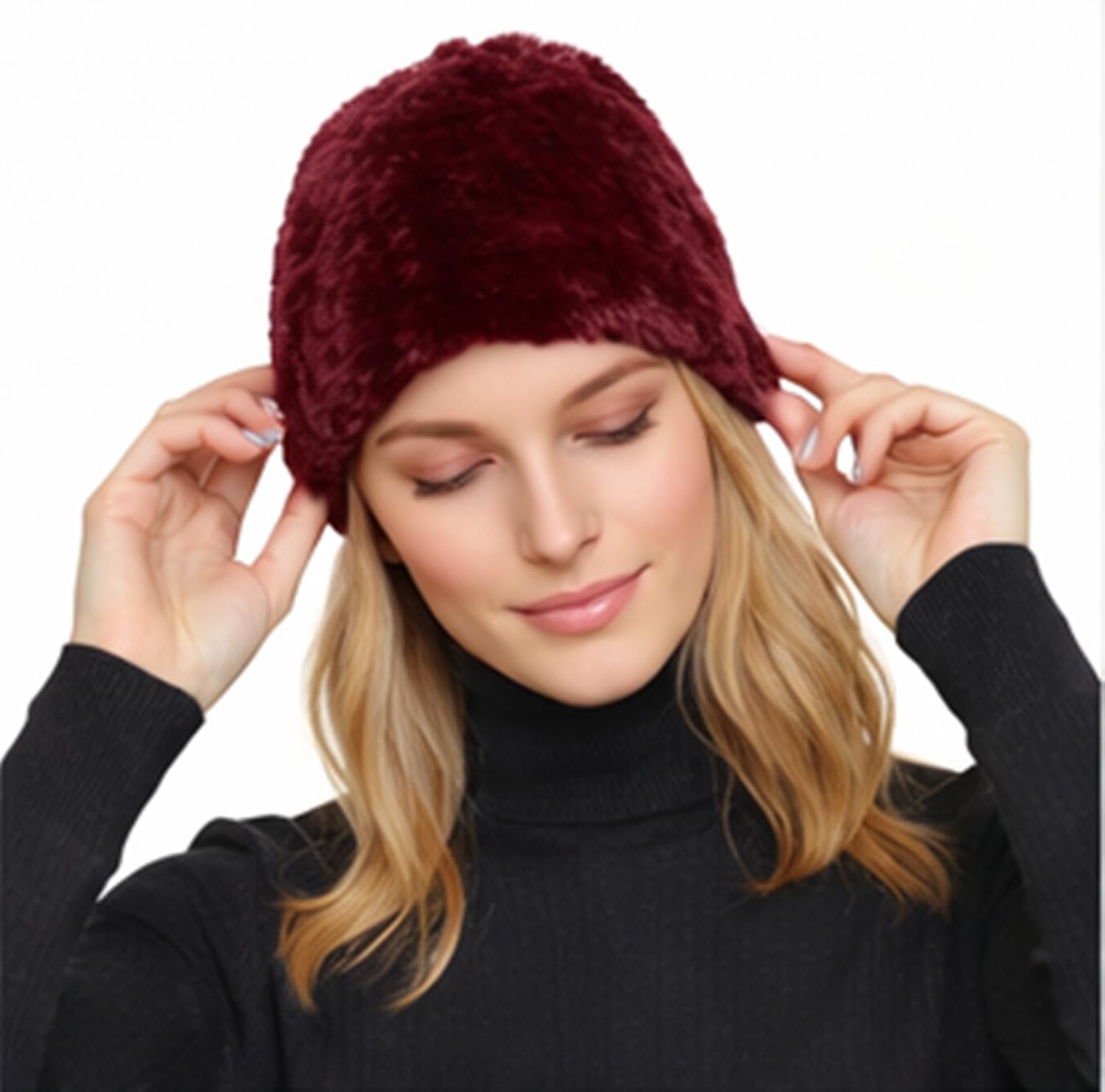 Rex Rabbit Fur Knitted Beanie-Lightweight Warm Stretchable Beanie-Rabbit-Fur-Hat-Cap-Beret-Mens Hat-Skullies-One Size Fit All