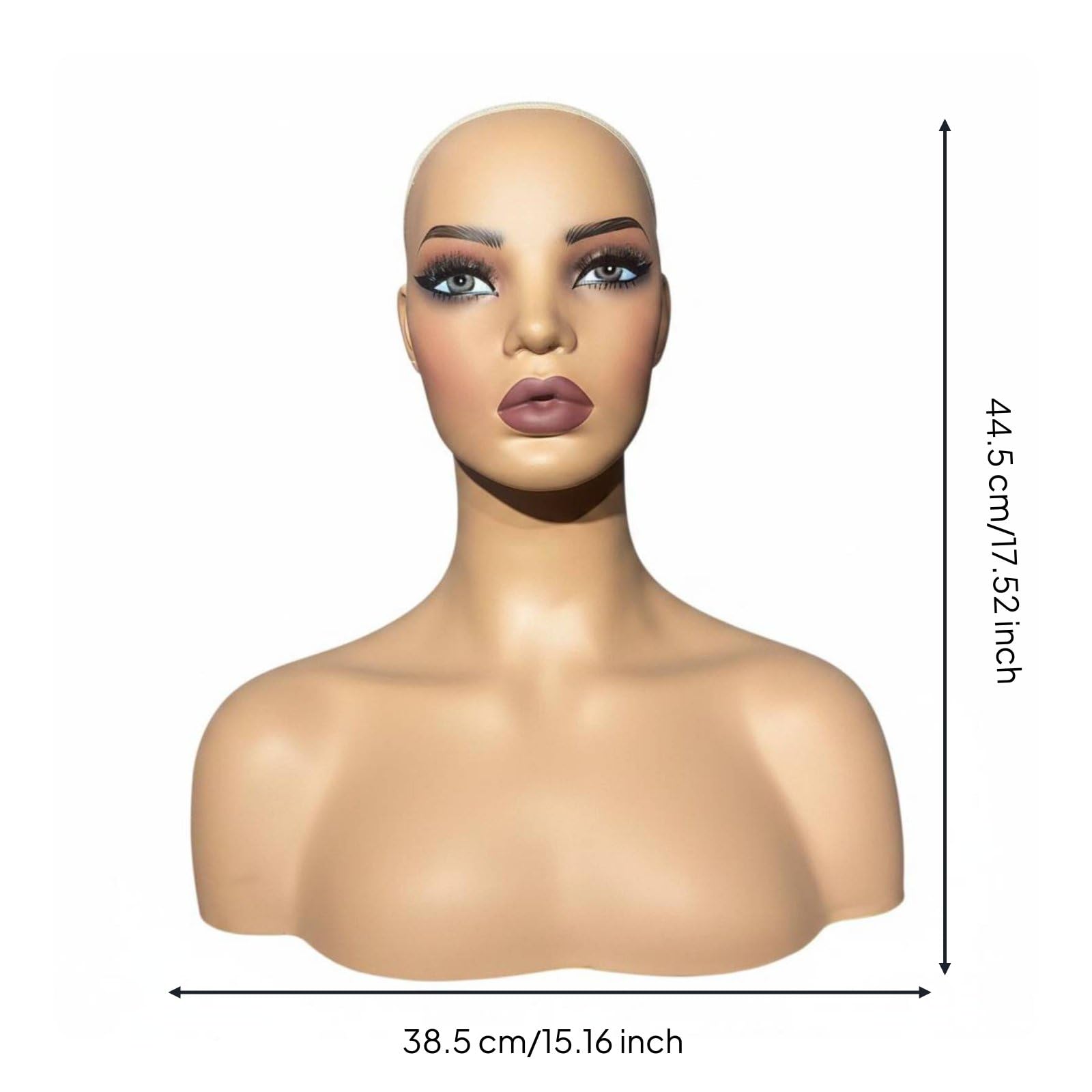 Testa Manichino Donna Testa Manichino Busto Espositore Supporto Parrucca Spalle Larghe PVC con Stabilità per Posa Foto Allestimenti Negozio Laboratori