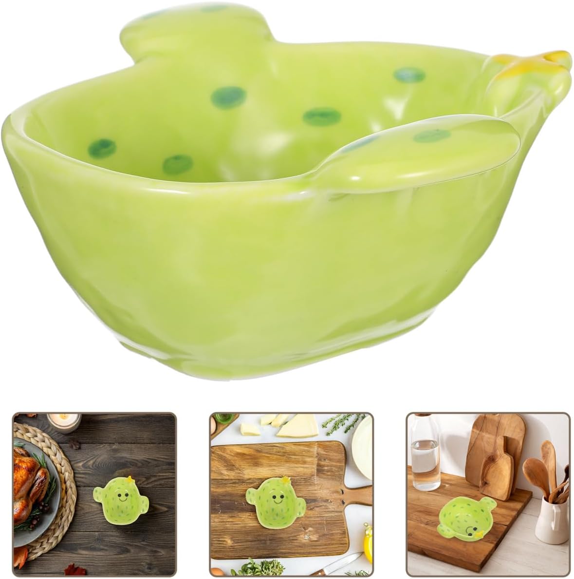 Luxshiny Cactus Dipping Sauce Dish Cartoon Serving Plate for Soy Sauce Sushi Hot Pot Side Dishes Cactus Shaped Snack Bowl 4.72 X 4.13 X 1.96 in