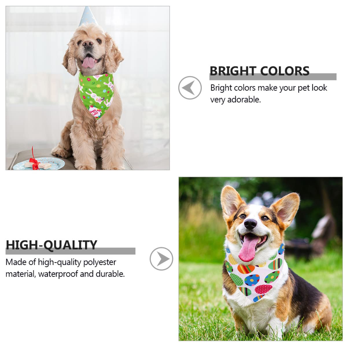 POPETPOP 3 Juegos De Accesorios De Pascua para Perros Bufanda Triangular De Poliéster Vibrantes Adorables Accesorios para Mascotas 5 Unidades X 3