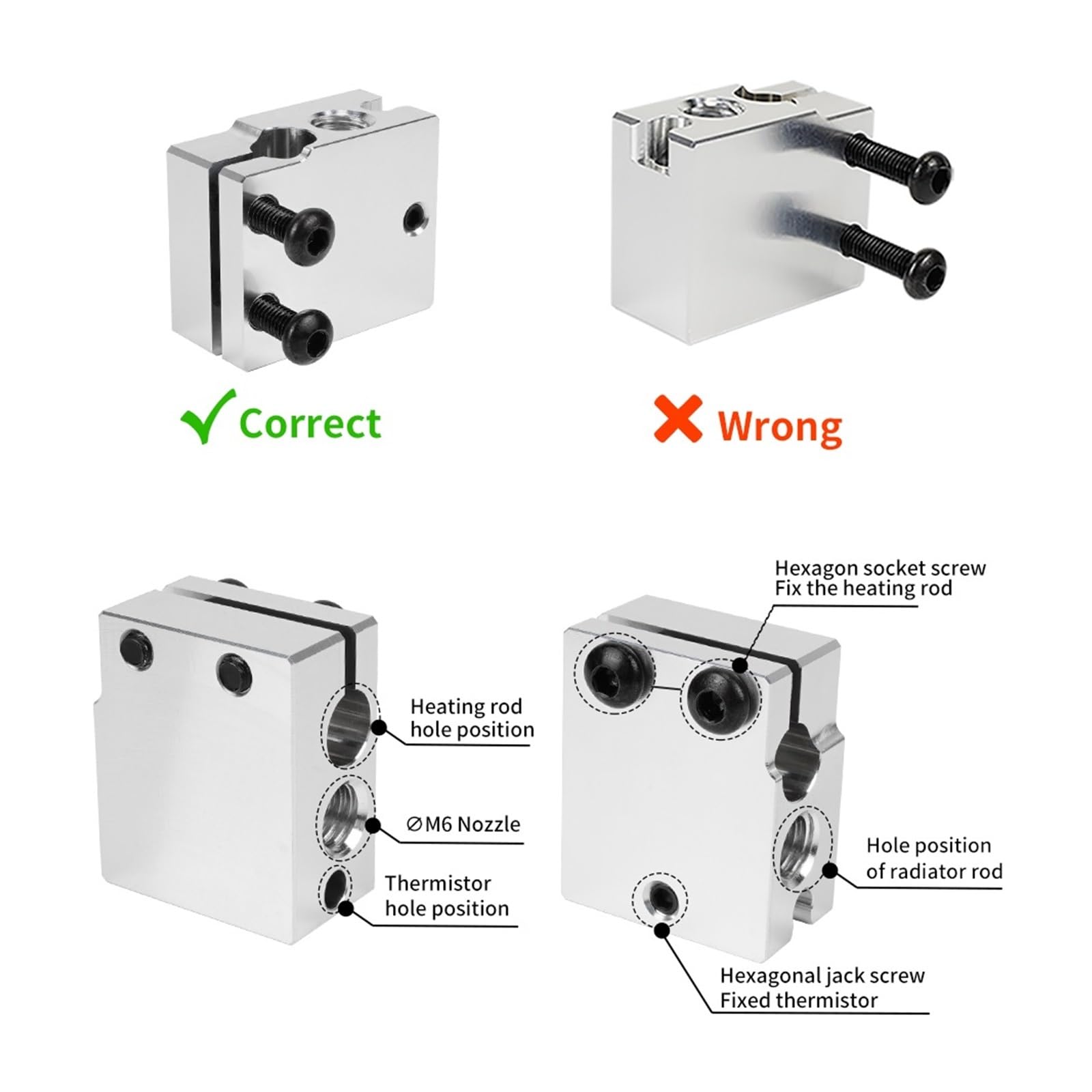 Blocco riscaldante, compatibile con E3D, hotend Volcano