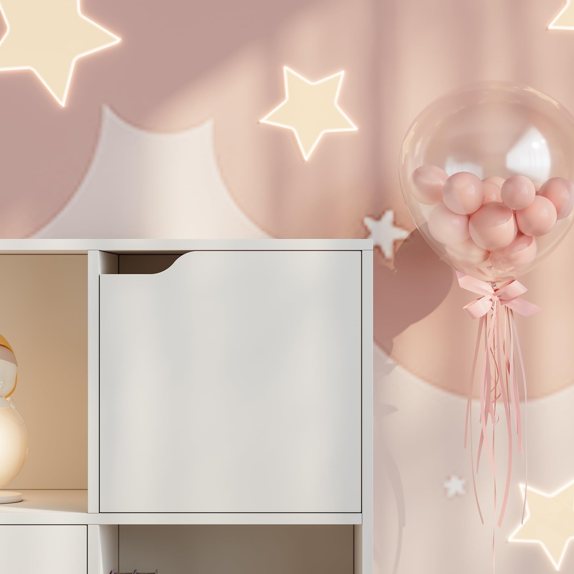 [en.casa] Scaffale per Cameretta a 9 Cubi Mobile Contenitore per Bambini con 5 Scomparti Chiusi da Ante e 4 Vani Aperti Libreria per Soggiorno Ingresso 90 x 90 x 30 cm - Bianco