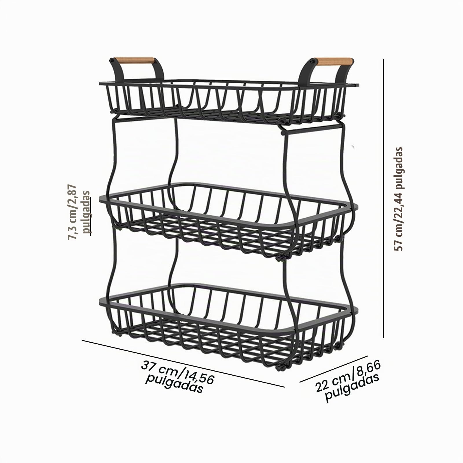 Fruteros de Cocina de 3 Niveles, Cesta de Frutas de 2 Niveles, Soporte de Almacenamiento de Aperitivos, Soporte de Alambre de Metal para Frutas, Verduras y Pan, para Encimera de Cocina (A)