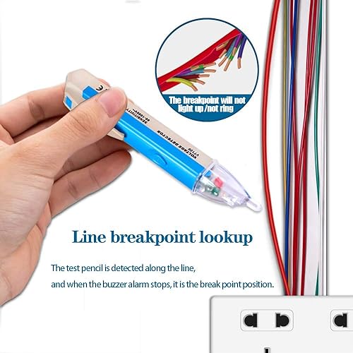 Miniatura 3 de Probador de voltaje sin contacto con linterna LED, alarma de zumbador, pluma detector de voltaje de CA, rango de prueba 60V - 1000V y juicio de